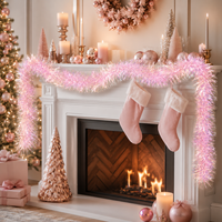 Guirlande de Noël irisée rose pour arbre, cheminée, escalier, fête, décoration de vacances