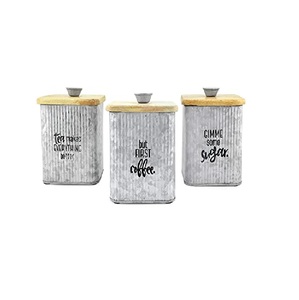 Designer Set Of 3 Galvanized <b>Storage</b> <b>Containers</b> Stylish Durable And Functional Organizer Perfect For Seasonal <b>Kitchen</b> Pantry Use - Product Image 5