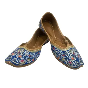 Sapato feminino bordado de azul, sapato feminino interior de peso leve e confortável, cores mistas, paquistanês chromesa