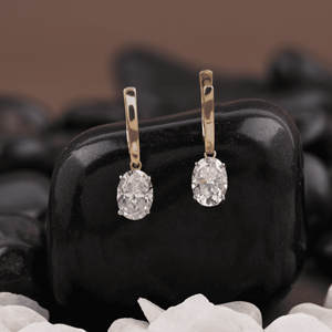 Pendientes Largos de Oro Amarillo de 10K, 14K y 18K con Diamantes Personalizados para Mujer, 0.80 Quilates Cada Uno, DEF VS VVS1, Ovalados, Cultivados en Laboratorio, Certificados por IGI - Product Image 5