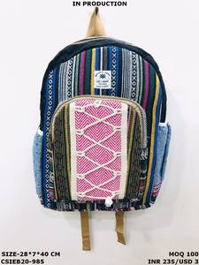 Mochila Unisex de algodón de cáñamo hecha a mano de diseñador, bolsos de noche, respetuosos con el medio ambiente, sostenible y elegante, artesanía Handloom - Product Image 3