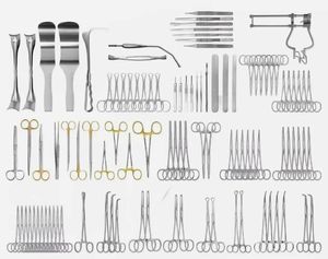 Ensemble d'instruments chirurgicaux laparotomiques manuels de haute qualité T/C 104 pièces, kit de chirurgie abdominale de base, acier inoxydable, approuvé CE - Product Image 1
