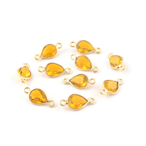 ขั้วต่อพลอยรูปลูกแพร์ควอตซ์สีเหลือง6x8มม. แบบมินิมอลเครื่องประดับทองเหลืองชุบทองทำเครื่องประดับตัวเชื่อมต่อแบบ DIY ประกันตัวคู่ - Product Image 5