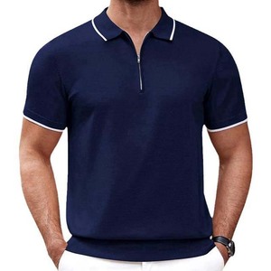 OEM Contrast Color Custom Logo Design Men's Clothing Cotton Plus Size Men's Polo <b>Shirts</b> <b>Half</b> Zipper Short <b>Sleeve</b> Polo <b>Shirts</b> Men - Product Image 1