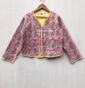 เสื้อแจ็คเก็ตโบฮีเมียนสีชมพู  แบบเย็บลายดอกไม้  ทำมือจากผ้าฝ้าย  สไตล์ลายดอกไม้  เสื้อโค้ทแจ็คเก็ตสำหรับฤดูใบไม้ร่วงและฤดูหนาว  สตรีทแวร์  แบบสองด้าน  ของขวัญสำหรับเธอ - Product Image 3