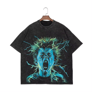 Streetwear vintage personnalisé pour hommes 100% toile de coton surdimensionnée à manches longues impression numérique solide motif délavé T-Shirt - Product Image 4