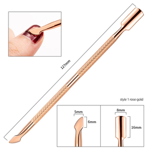 MORGANS INDUSTRIES Dual-End Rose Gold Stainless Steel Nail Pusher <b>Tool</b> 127mm Manicure <b>Pedicure</b> Cuticle Pusher 5mm 8mm Heads - Product Image 1