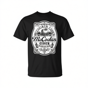 T-shirt Mccockin Cider nera unisex con scollo rotondo e maniche corte, abbigliamento promozionale - Product Image 2