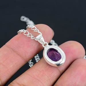 High Selling Natural <b>Amethyst</b> Chain Pendant <b>Necklace</b> 925 Sterling Silver 8x10mm Oval Handmade Dainty Minimalist Jewelry Women's - Product Image 4