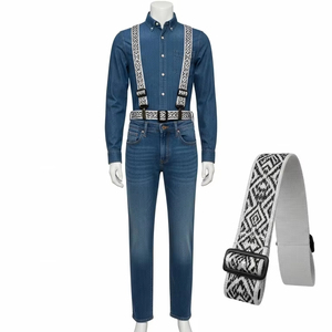 Haute ténacité Jacquard Polyester coton sangle solide Durable doux élastique ceinture sangle bande pour sacs vêtements chaussures en plein air - Product Image 1