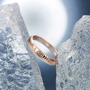 Bague de mariage assortie Je T'Aime bicolore Jeulia pour homme - Bague incrustée plaquée or rose pour amoureux - Product Image 4
