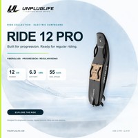 Planche de surf électrique UNPLUGLIFE RIDE 12 PRO 12 kW en fibre de verre avec batterie de 6,3 kWh