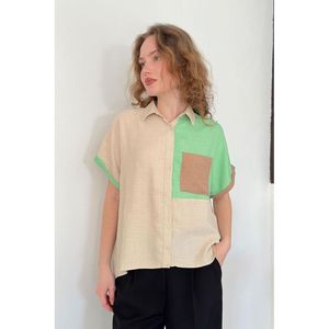 Topshow Stone Emerald Front Paneled Pocket Wholesale <b>Shirt</b> - [object Object] - Product Image 2