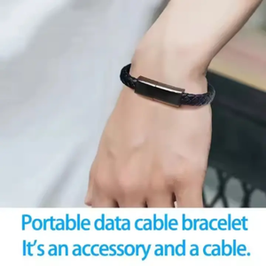 Pulsera Cargadora con Cable <span class=keywords><strong>Tipo</strong></span> C en Material Trenzado de Cuero, Cable de Carga de Datos <span class=keywords><strong>USB</strong></span> C <span class=keywords><strong>Micro</strong></span> <span class=keywords><strong>USB</strong></span> para Teléfono Móvil iPhone - Product Image 3