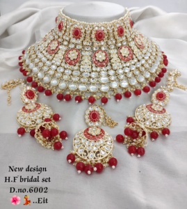 Nouveau Design Plaqué Or Perle Verte Traditionnelle & Kundan Collier Clouté Ensemble de Bijoux pour Femme - Product Image 2