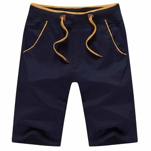 Pantalon court en tissu de coton de couleur unie pour hommes, tenue décontractée, shorts de sport pour hommes, short de sport avec logo personnalisé, cordon de serrage à la taille - Product Image 1