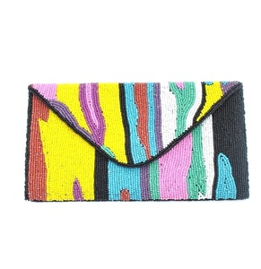 Bolso de Mano Bordado con Cuentas de Semillas Hecho a Mano, Diseño Elegante, Bolso de Mano Bordado con Cuentas de Semillas para Mujer - Product Image 3