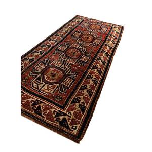 Alfombra de Lana Anudada a Mano Kiaan Paem-183 Roja y Naranja con Patrón Geométrico para Sala de Estar, para Adolescentes, Tamaño 9x12 - Product Image 2