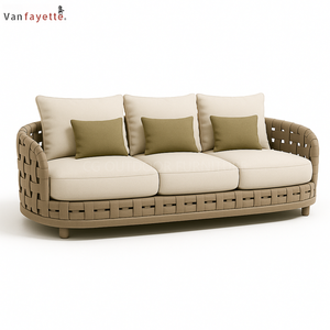 Canapé de <span class=keywords><strong>jardin</strong></span> Donoo tout temps trois places avec <span class=keywords><strong>design</strong></span> confortable de <span class=keywords><strong>fauteuil</strong></span> de <span class=keywords><strong>jardin</strong></span> et style d'angle en corde pour une utilisation en extérieur - Product Image 3