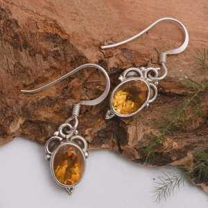 Boucles d'oreilles en citrine, pierre précieuse, argent sterling 925, bijoux faits à la main, cadeau de naissance de novembre pour femmes - Product Image 5
