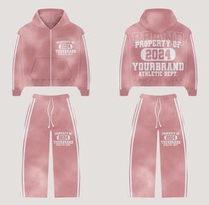 Ropa de calle personalizada Boxy recortada con capucha y pantalones de chándal acampanados conjunto de ropa de calle Unisex para chándal de diamantes de imitación de invierno - Product Image 4