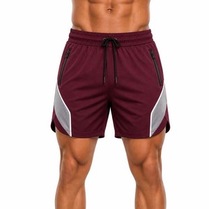 Men's Gray Quick Dry Sport Shorts With Side Pockets Drawstring Waist Mid Length Knitted Polyester Athletic Shorts - Product Image 5