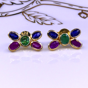 Diseñador Vintage 925 Pendientes de plata esterlina Chapado en oro Esmeralda Zafiro Piedras preciosas Celeb Inspirado Mariposa Moda para damas - Product Image 3