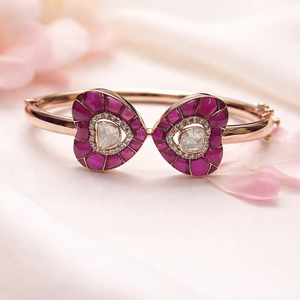 Brazalete de Plata de Ley 925 en Forma de Corazón, Hecho a Mano, en Oro Rosa, para Mujer, Regalo - Product Image 1
