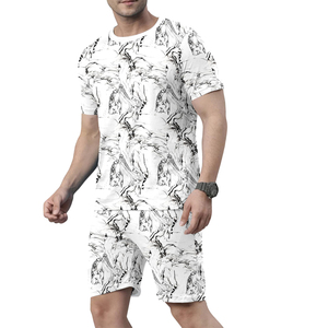 T-shirt en polyester/coton et ensemble jumeau court pour hommes Ensemble de shorts pour hommes à bas prix décontracté Sports Fitness - Product Image 3