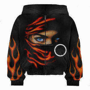 Sweat à capuche court décontracté en molleton français avec poche camouflage, impression graphique délavée à l'acide, logo personnalisé, style streetwear vintage pour hommes - Product Image 1