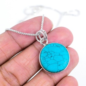 Turquoise Spinner Gemstone Pendentif Femmes 925 Timbre Argent Cadeau De Mariage Pendentif Bijoux 925 Sterling Silver Fine Jewelry Pendentif - Product Image 1