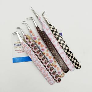 Pinzas de punta de fibra de acero inoxidable negro de etiqueta privada de aislamiento de alta calidad pinzas de pestañas de 90 grados para extensión de pestañas - Product Image 5