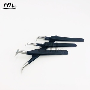 RMI Wholesale Private Label Extension de cils à longue botte Volume Pince à épiler à pointe en argent Acier inoxydable avec pointe en fibre pointue - Product Image 5