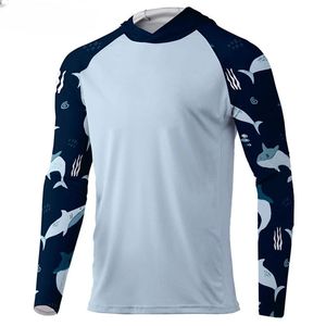 Chemises à manches longues à capuche avec design personnalisé Chemise de pêche à capuche à séchage rapide Chemise de pêche en polyester spandex par sublimation pour hommes - Product Image 2