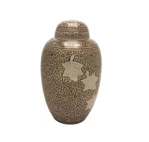 Leaf Engraved <b>Black</b> Enamel Adult Urn Cremation Dome <b>Top</b> Design Brass Adult Engraved Urn Exporters India - Product Image 3