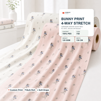Tela Tejida Elástica en Cuatro Direcciones, 100% Poliéster, Resistente al Agua, Estampada, 120GSM, para Ropa Infantil de Niñas