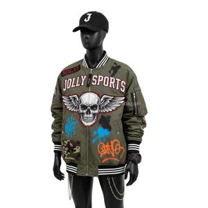 Haute qualité 220 GSM Polyester femmes Bomber veste Street Style broderie impression crâne aile conception personnalisée femmes Bomber vestes - Product Image 2