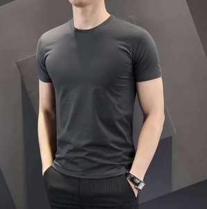 Camiseta de manga corta en blanco para hombre, ajustada de verano, camisa fina de poliéster de 140g Con parte inferior de color sólido para hombre - Product Image 5