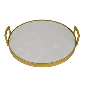 Thép không gỉ Vòng Tray với đá cẩm thạch kim loại thiết kế lớn New stylish Ware Fancy khay giá thấp nhất khay kim loại