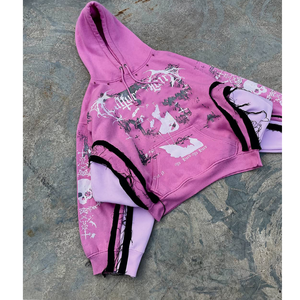 Sweat à capuche oversize à fermeture éclair avec patch brodé, en molleton français délavé à l'acide, style streetwear, poids lourd, personnalisé - Product Image 4