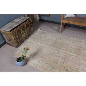 4.2x8 ft Vintage Turkish Rug, Area Rug, <b>Brown</b> Wool Rug - Product Image 5