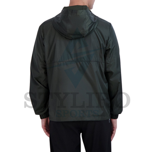 Wholesale Hooded Zipper Polyester Waterproof Windbreaker <b>Jacket</b> with Embroidery Front Custom Private Label for <b>Men</b> - Product Image 6