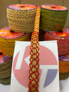 Garniture de tatouage en coton à paillettes, couture tressée, garniture de dentelle à paillettes de 25mm, vente en gros - Product Image 2