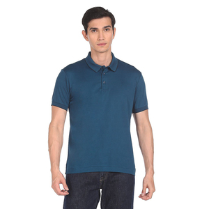 WAGSAM SPORTS Chemise décontractée à manches courtes pour homme en piqué respirant de couleur unie, tricotée en polyester/coton, bleue - Product Image 1