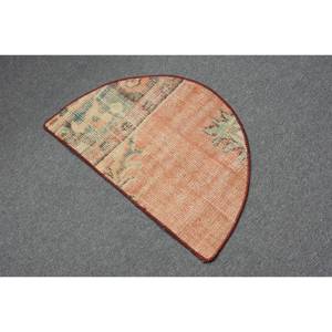 Alfombra turca clásica de retazos naranja y azul, 2,5x1,5 pies, lana viscosa, látex de poliéster para adolescentes, juegos de alfombras para sala de estar - Product Image 2