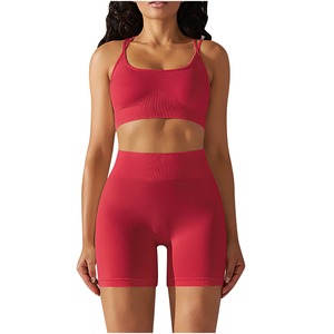 Ensemble de yoga fitness sans couture pour femme, automne, léger, doux, soutien-gorge de sport, leggings, vêtements de sport confortables, respirant, haute qualité - Product Image 1