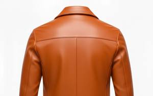 Veste en cuir longue décontractée pour homme, style streetwear, avec col en textile, OEM - Product Image 4