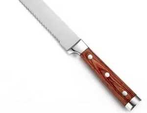 Wooden Handle Stainless Steel Chef <b>Knife</b> for Breakfast Preparation <b>Bread</b>/Cheese Cutting | Customizable Eco-Friendly Kitchen Tool - Product Image 5