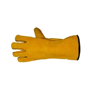 NEW Welding Gloves 14 Cm Cuffs Cowhide Leather Heat Resistant Kevlar