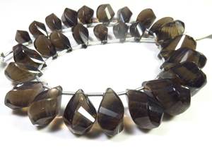 ลูกปัดพลอยสโมคกี้ควอตซ์ธรรมชาติทรงบริโอเล็ต ขนาด 10-18 มม. 28 เม็ด ความยาว 9 นิ้ว รูปทรงหยดน้ำบิดเกลียว สำหรับงาน DIY เครื่องประดับ - Product Image 5